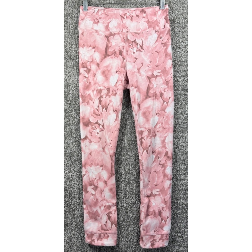 Harmony Balance Floral Print Leggings Cropped Pants Cherry Blossom Pink Womens S